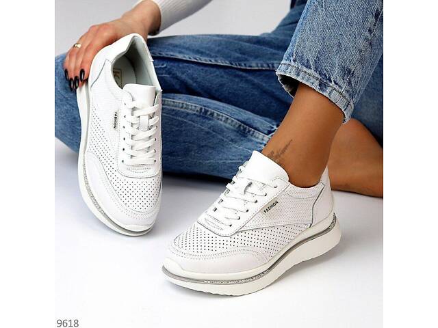 Білі шкіряні жіночі кросівки Rihi 36,38р код 9618 38, 24.5 - Фото 10