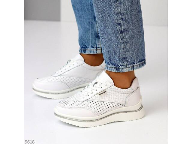 Білі шкіряні жіночі кросівки Rihi 36,38р код 9618 38, 24.5 - Фото 1