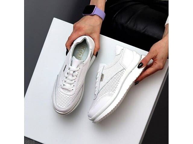 Білі шкіряні жіночі кросівки Rihi 36,38р код 9618 38, 24.5 - Фото 4