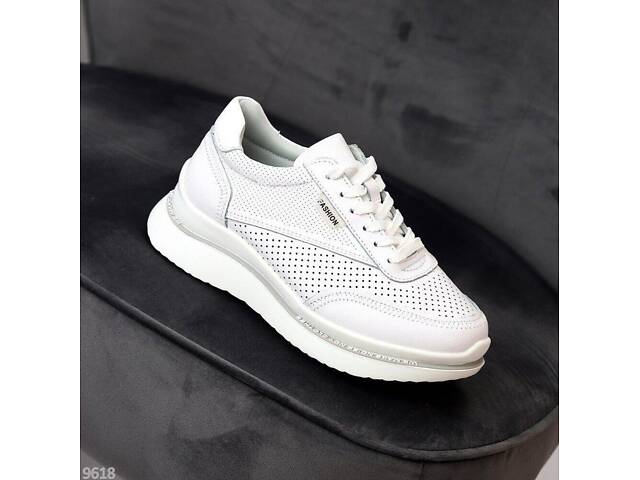 Білі шкіряні жіночі кросівки Rihi 36,38р код 9618 38, 24.5 - Фото 7