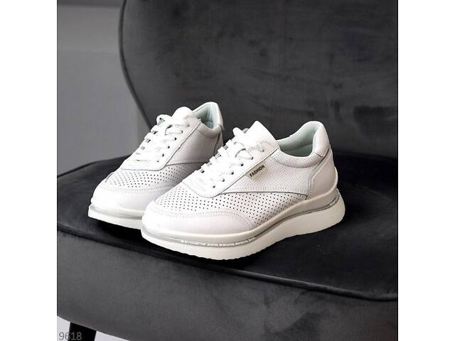 Білі шкіряні жіночі кросівки Rihi 36,38р код 9618 38, 24.5 - Фото 9