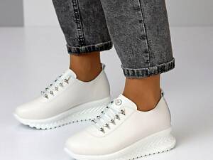 Білі шкіряні жіночі кросівки Sinc, демісезонні кросівки 36р код 16746