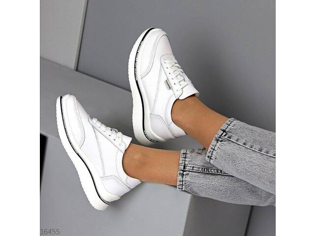 Белые кожаные женские кроссовки Tower 36-39р код 16455 36 - Фото 1