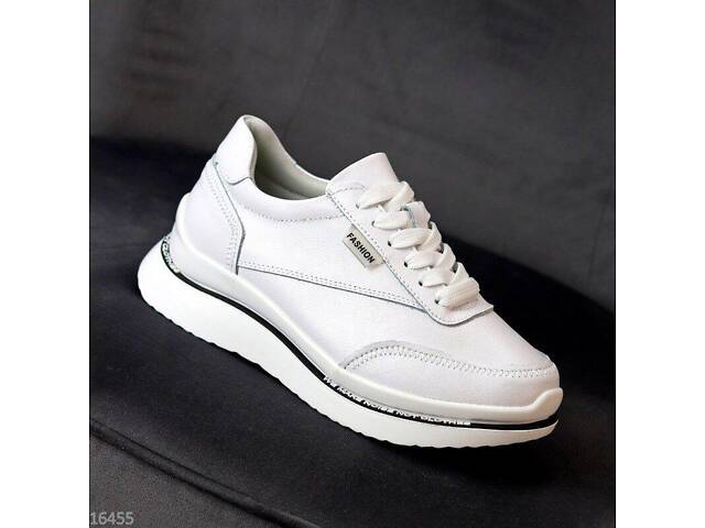 Белые кожаные женские кроссовки Tower 36-39р код 16455 36 - Фото 3