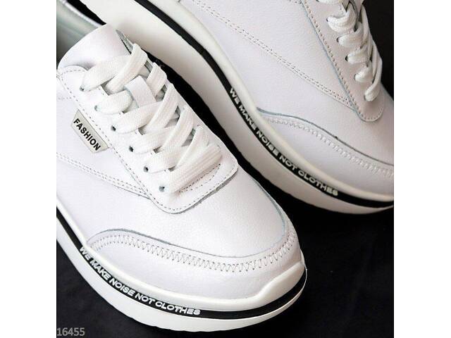 Белые кожаные женские кроссовки Tower 36-39р код 16455 36 - Фото 9