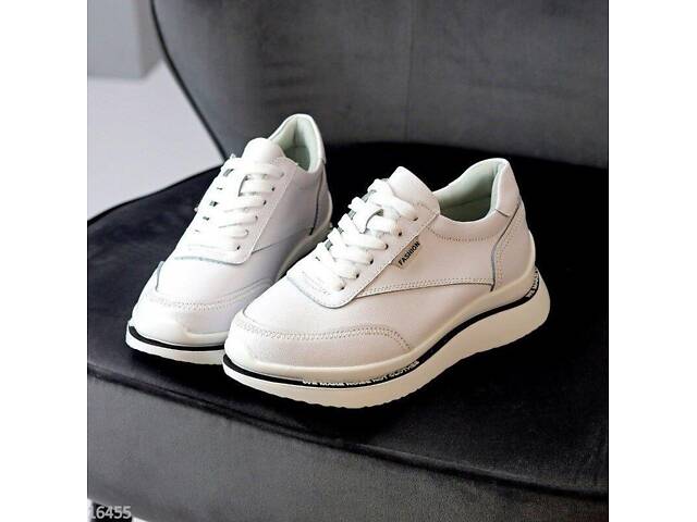 Белые кожаные женские кроссовки Tower 36-39р код 16455 36 - Фото 7