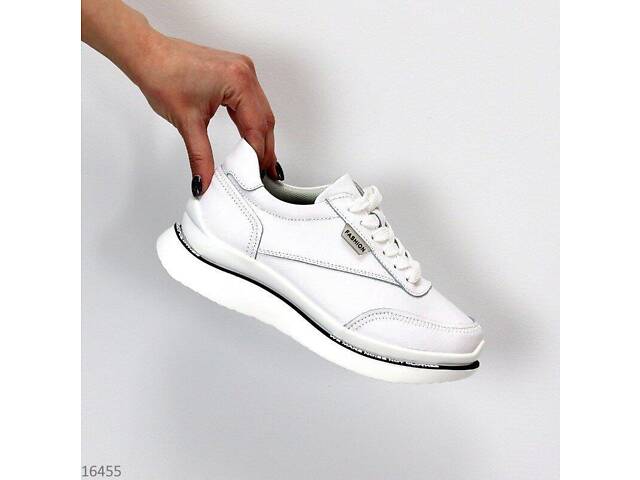 Белые кожаные женские кроссовки Tower 36-39р код 16455 - Фото 9