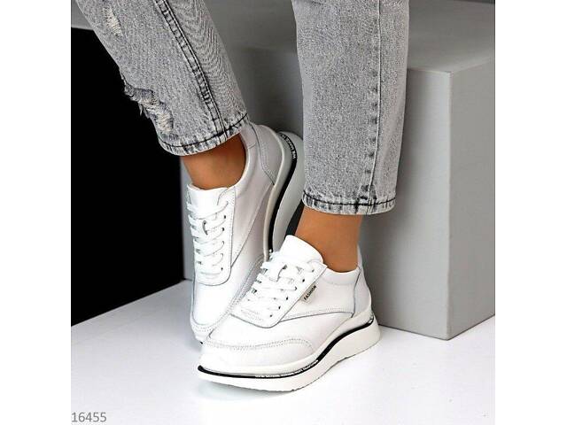 Белые кожаные женские кроссовки Tower 36-39р код 16455 36 - Фото 10