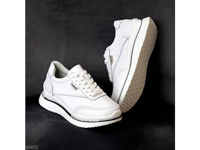 Белые кожаные женские кроссовки Tower 36-39р код 16455 36 - Фото 2