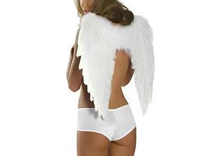 Білі крила ангела RESTEQ 80 см — пір’яні реалістичні крила для косплею, фотосесій та святкових подій