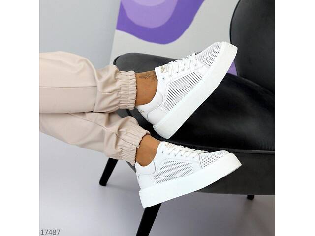 Білі перфоровані шкіряні кросівки Terra 38-40р код 17487 40, 25.5 - Фото 8