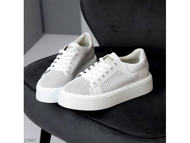 Білі перфоровані шкіряні кросівки Terra 38-40р код 17487 40, 25.5 - Фото 9