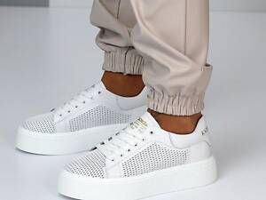 Белые перфорированные кожаные кроссовки Terra 38-41р код 17487 40, 25.5