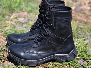 Летние берцы черные перфорация кожа натуральная.
