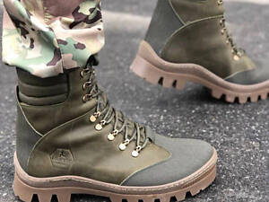 Берцы ботинки военные хаки оливка демисезон мембрана всесезон кожа