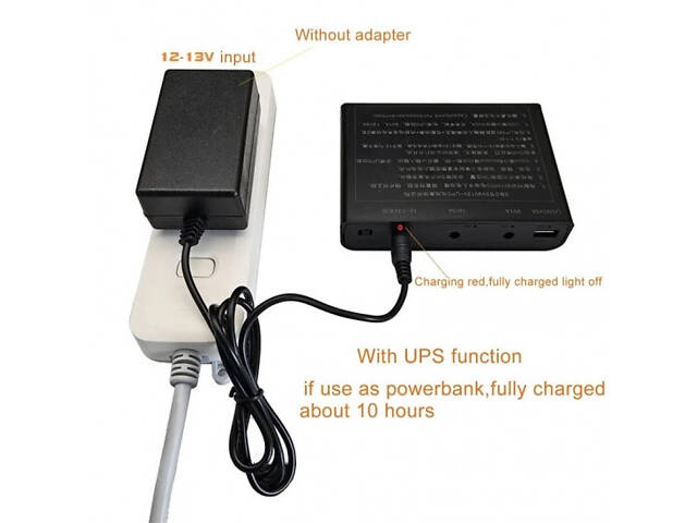 Джерело безперебійного живлення ups для роутера та відеоспостереження 9В 12В USB 5В 12000mah - Фото 2