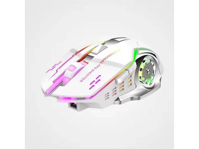 Беспроводная игровая мышка TWS T2 RGB подсветка USB Charge Bluetooth бесшумная со встроенным аккумулятором Белый - Фото 1