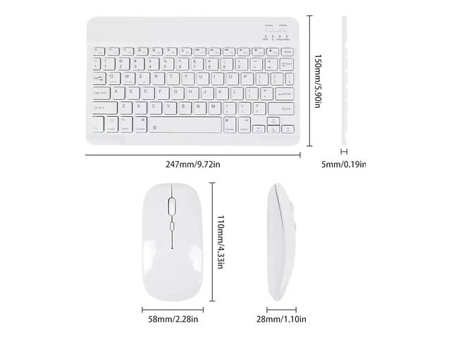 Бездротова клавіатура та миша BT Combo White - Фото 4