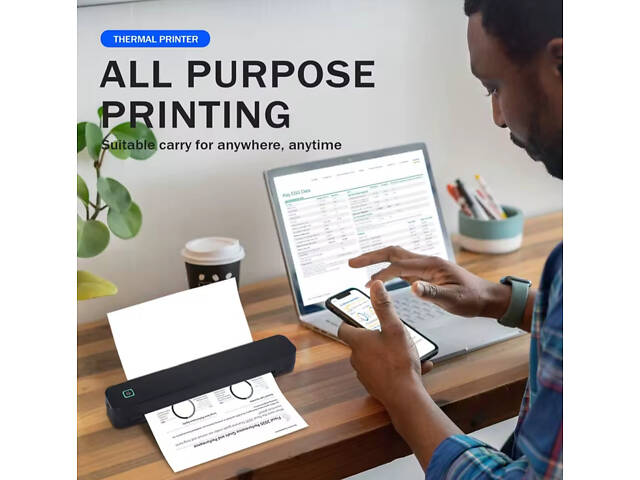 Бездротовий портативний термопринтер А4 - Фото 3