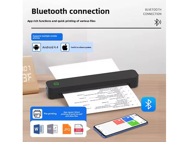 Бездротовий портативний термопринтер А4 - Фото 5