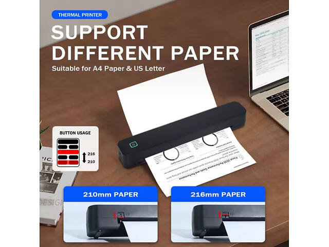 Бездротовий портативний термопринтер А4 - Фото 7