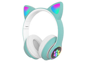 Беспроводные LED наушники с кошачьими ушками j-hell STN-28+ Green + Подарок