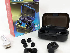 Бездротові навушники M10 з мікрофоном та док станцією-кейсом, бездротові bluetooth навушники-гарнітура