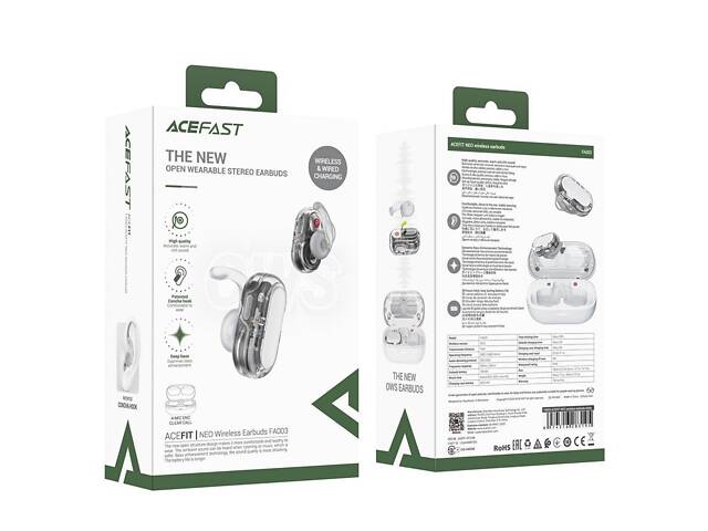Беспроводные наушники ACEFAST FA003 ACEFIT NEO wireless earbuds White yL. - Фото 6