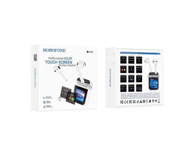 Беспроводные наушники BOROFONE BW86 Brocade true wireless BT headset with touch screen White yL. - Фото 2