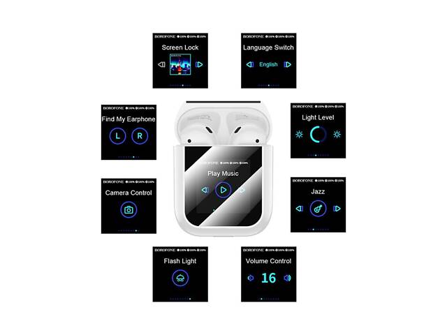 Беспроводные наушники BOROFONE BW86 Brocade true wireless BT headset with touch screen White yL. - Фото 7