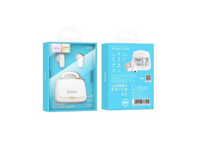 Беспроводные наушники HOCO DES35 Dawn handbag BT headset White yL. - Фото 6