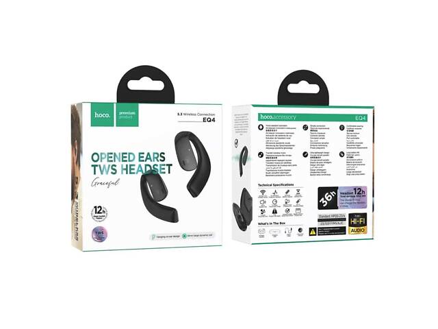 Беспроводные наушники HOCO EQ4 Graceful true wireless BT headset Black yL. - Фото 4