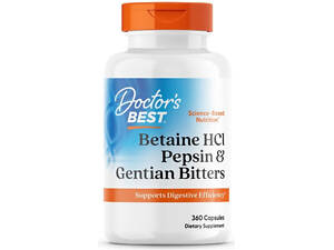 Бетаин гидрохлорид и пепсин Doctor's Best Betaine HCl 360 капс