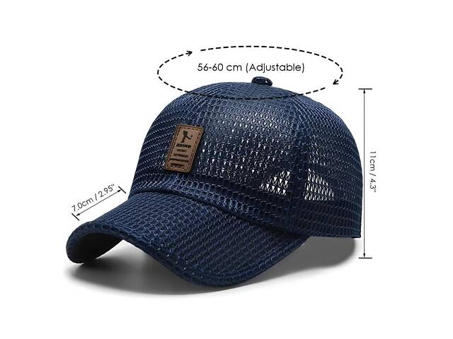 Бейсболка синя у сітку. Сітчаста бейсболка синього кольору. Синя кепка з гарною вентиляцією - Фото 4