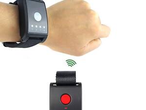 Бездротова система виклику медперсоналу, медсестри для літніх людей Retekess F4410A з кнопоки браслета + годинник - прий