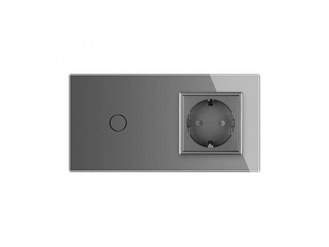 Безконтактний вимикач 1 сенсор 1 розетка Livolo сірий скло (VL-C701/C7C1EU-PRO-15) - Фото 5