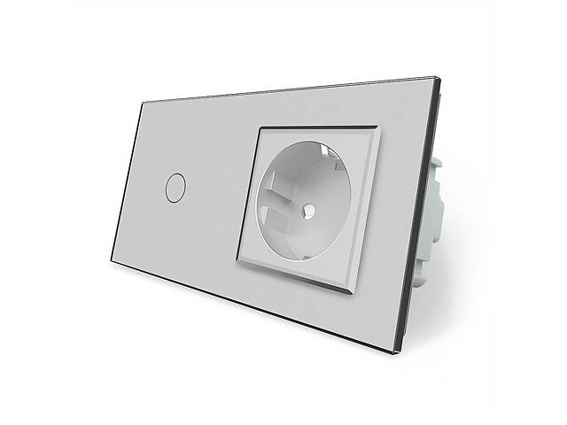 Безконтактний вимикач 1 сенсор 1 розетка Livolo сірий скло (VL-C701/C7C1EU-PRO-15) - Фото 7