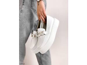 Белые туфли, лоферы из натуральной кожи 41= 26.5 см