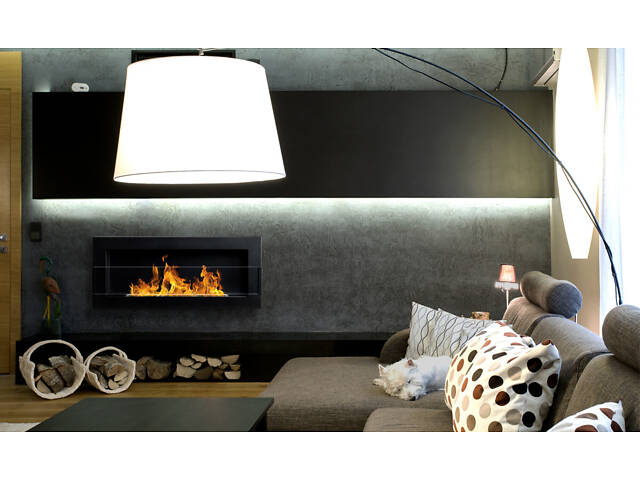 Біокамін GMT 900х400х120 BLACK MAT + СКЛО - Фото 4