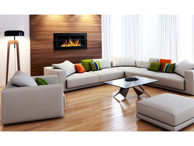 Біокамін GMT 900х400х120 BLACK MAT + СКЛО - Фото 6