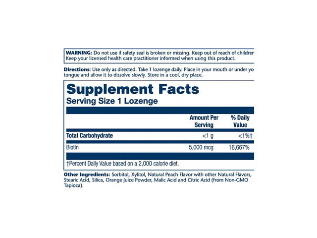 Biotin 5000mcg - 60 vcaps - Фото 2