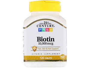 Биотин, Biotin, 21st Century, 10 000 мкг, 120 таб.