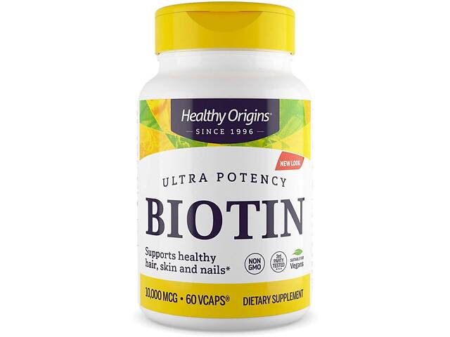 Биотин, Biotin, Healthy Origins, 10,000 мкг, 60 капсул Биотин, Biotin, Healthy Origins, 10,000 мкг, 60 капсул