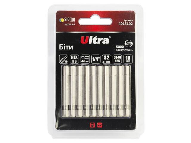 Биты HEX 6×50мм ¼' 10шт S2 (блистер) ULTRA (4015102) - Фото 1