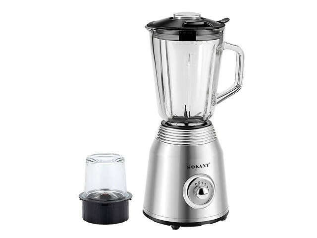 Блендер зі скляною чашею 1.5 літра для коктейлів та смузі портативний 4 режими швидкості 800 Вт Sokany - Фото 1