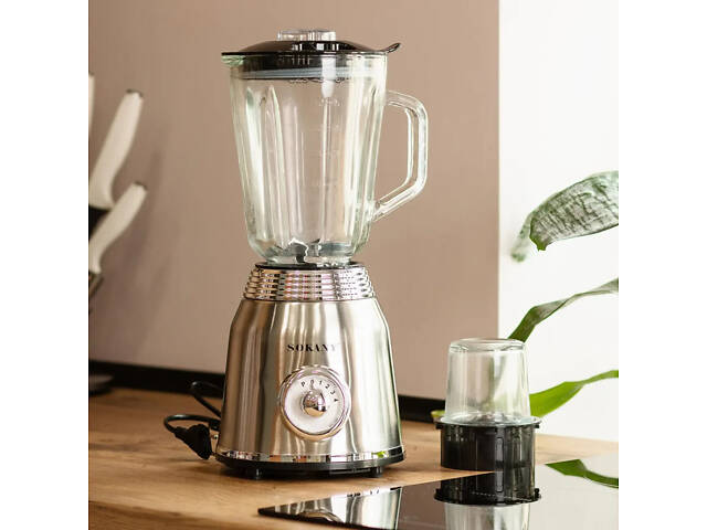 Блендер зі скляною чашею 1.5 літра для коктейлів та смузі портативний 4 режими швидкості 800 Вт Sokany - Фото 3