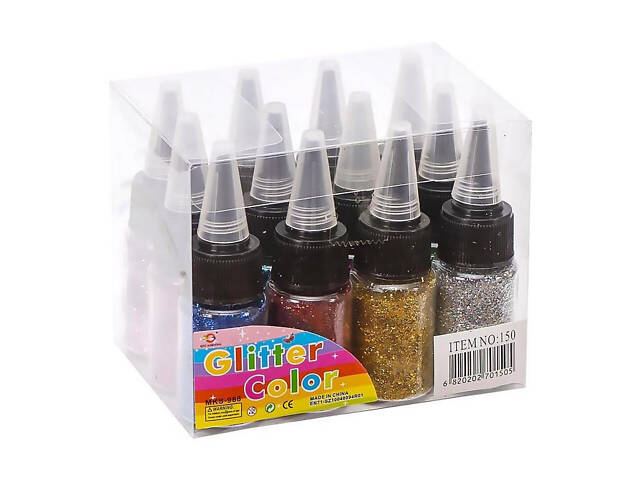 Блестки для творчества COLOR-IT 150SP в баночке 12 цветов - Фото NaN