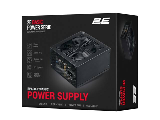 Блок живлення 2E Basic Power (600W), 80%, 120мм, 1xMB 24pin(20+4), 1xCPU 8pin(4+4), 3xMolex, 4xSATA, 2xPCIe 8pin(6+2) (2 - Фото 9