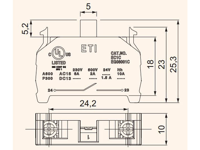 Блок контактів 1NO [4771500] E-NO ETI - Фото 2