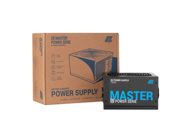 Блок живлення 2E MASTER POWER (750W), >80, 80+ White, 120mm, 1xMB 24pin(20+4), 1xCPU 8pin(4+4), 3xMolex, 5xSATA, (2E-MP75 - Фото 1